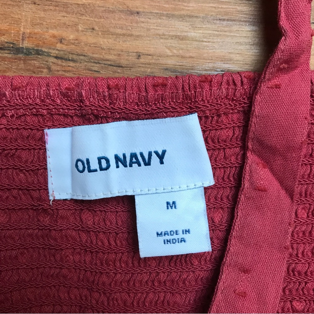 Old Navy Red Orange Maxi Smock Dress, EUC, M - Picture 6 of 12